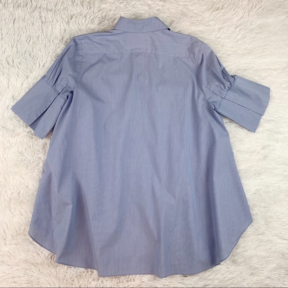 Prose & Poetry short sleeve striped oversized button up shirt in blue - Picture 7 of 10